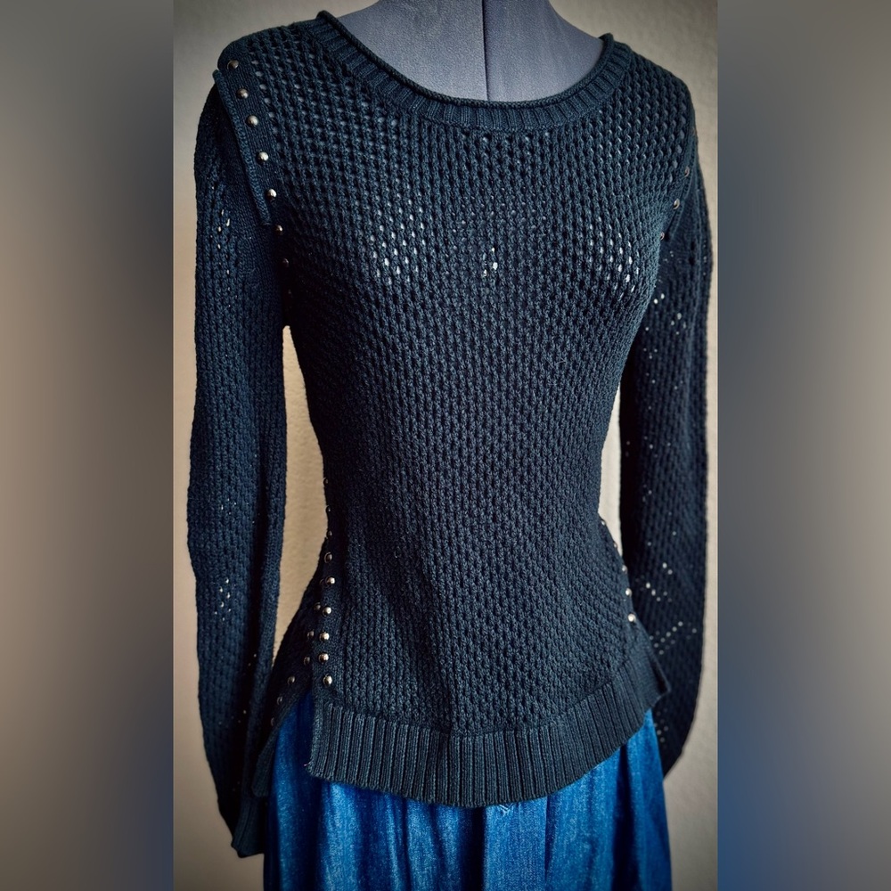 Rock And Republic Black Stud-Accent Women's Sweater